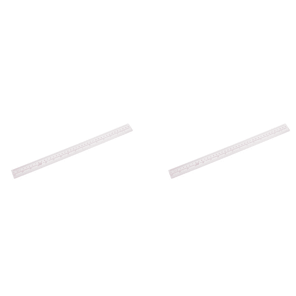 2X, 40cm 16 Inches Length Measure Clear Plastic Straight Edge Ruler