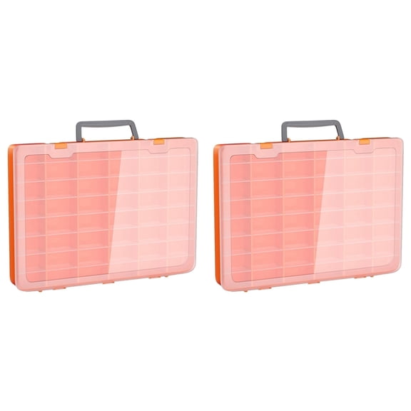 2X 48 Grids Large Plastic Organizer Box with Adjustable Dividers, Beads Storage Containers Compartment Tackle Box Case