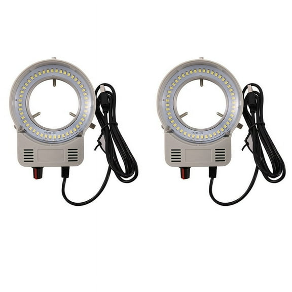 2X 48 LED Industrial Microscope Camera Light Source Ring Lamp Light Illuminator Lamp Adjustable Brightness USB Interface