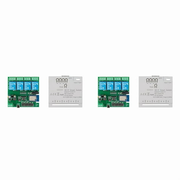 2X 4CH Tuya WiFi Smart Switch DIY Timer 7-32V USB 5V 2.4G  Home Automation Module for IFTT   Home