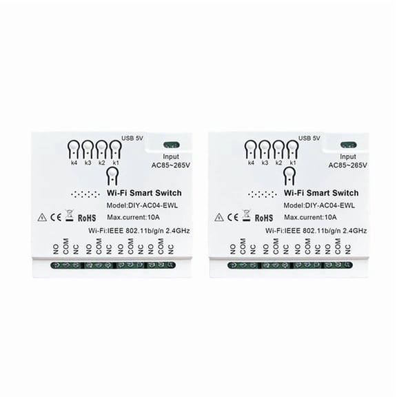 2X 4CH WiFi Smart Switch 85-265V USB 5V 2.4G WiFi Home Automation Module for IFTT Home,2 x Smart Switch,White