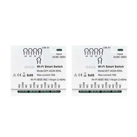 2X 4CH WiFi Smart Switch 85-265V USB 5V 2.4G WiFi Home Automation Module for IFTT Home,2 x Smart Switch,White