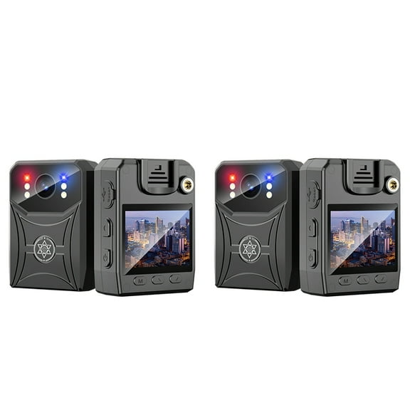 2X 4K Mini Police Camera Digital Video Recorder Camcorder Camera IR Night Vision Body Camera Back Clip Without WiFi,2x Body Camera 2x USB Cable,Black