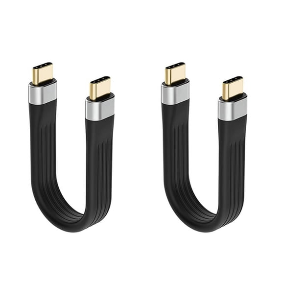2X 4K USB-C 3.1 Gen 2 Cable 10G Emark Chip Short Type C USB-C to USB-C Video Sync Charger Cable PD 60W 4K Video,2 * Cable,black