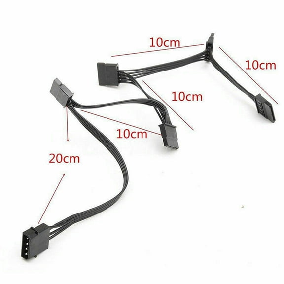2X 4Pin IDE to 5-Port Power Supply Cable 4Pin to Multi Port 18AWG Wire Power Cord For Hard Drive HDD SSD PC