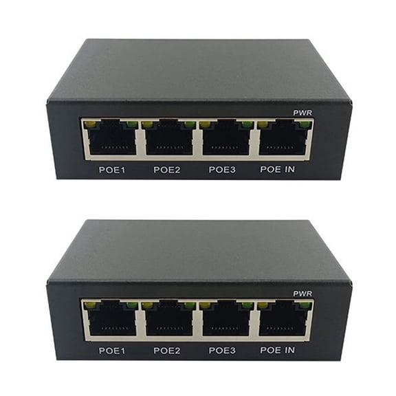 2X 4Port Gigabit POE Extender 100/1000M Network Switch Extender IEEE802.3Af/At Plug&Play for PoE Switch NVR IP Camera AP,2 x POE Extender,Black