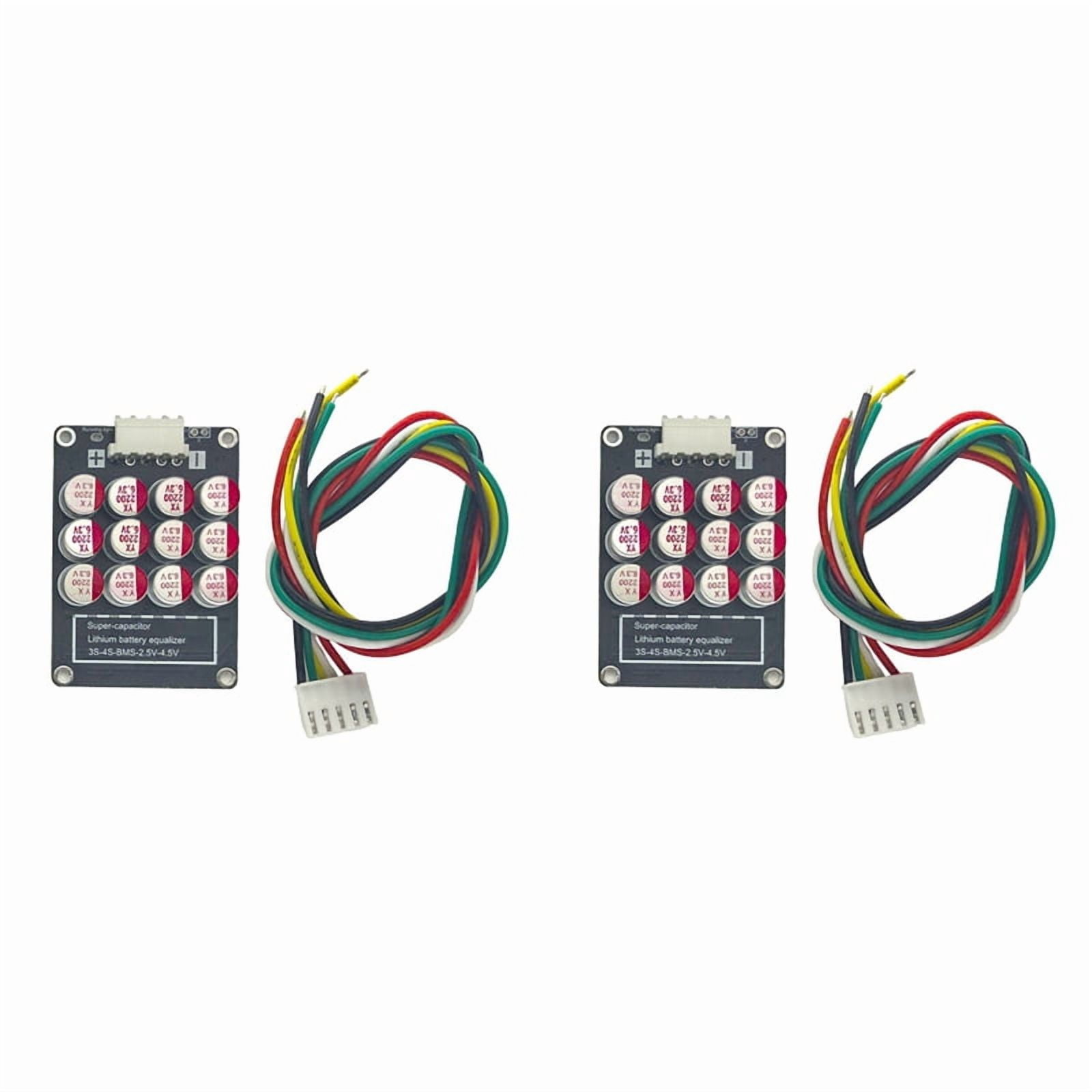 2X 4S 5A Lithium Battery Equalizer Active Balancer Li-Ion Lifepo4 Battery Pack Energy Transfer for 12V Electric CAR,2 x Lithium Battery Equalizer 2 x cable,Black