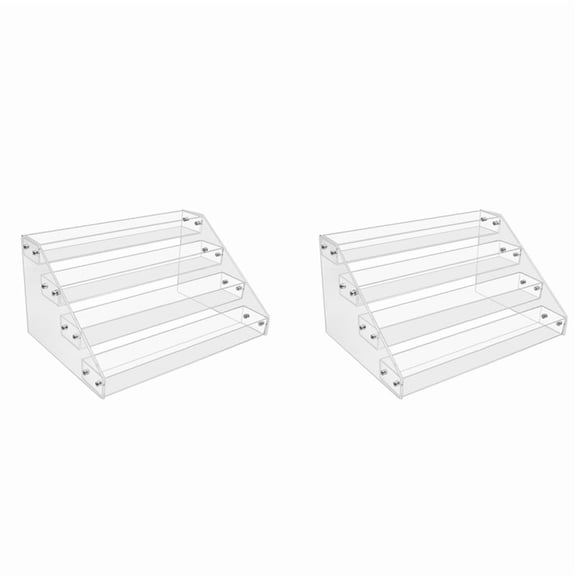2X 4Tier Clear Acrylic CD Holder Cascading CD Storage Rack,DVD/CD Display Rack & Vinyl Record Storage Stand