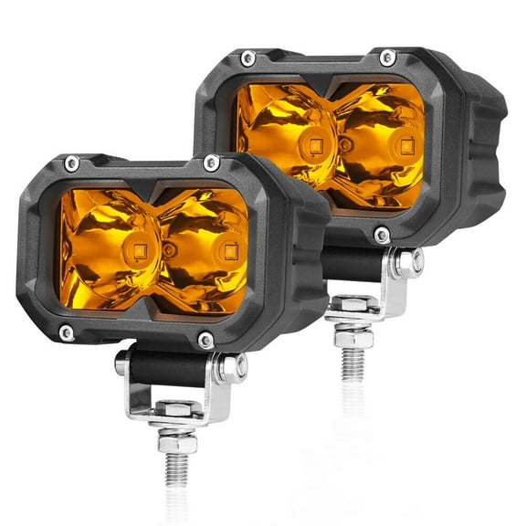 2X 4inch LED Work Light Bar Spot Cube Pods Amber Driving Fog Lamps Offroad 3" US
