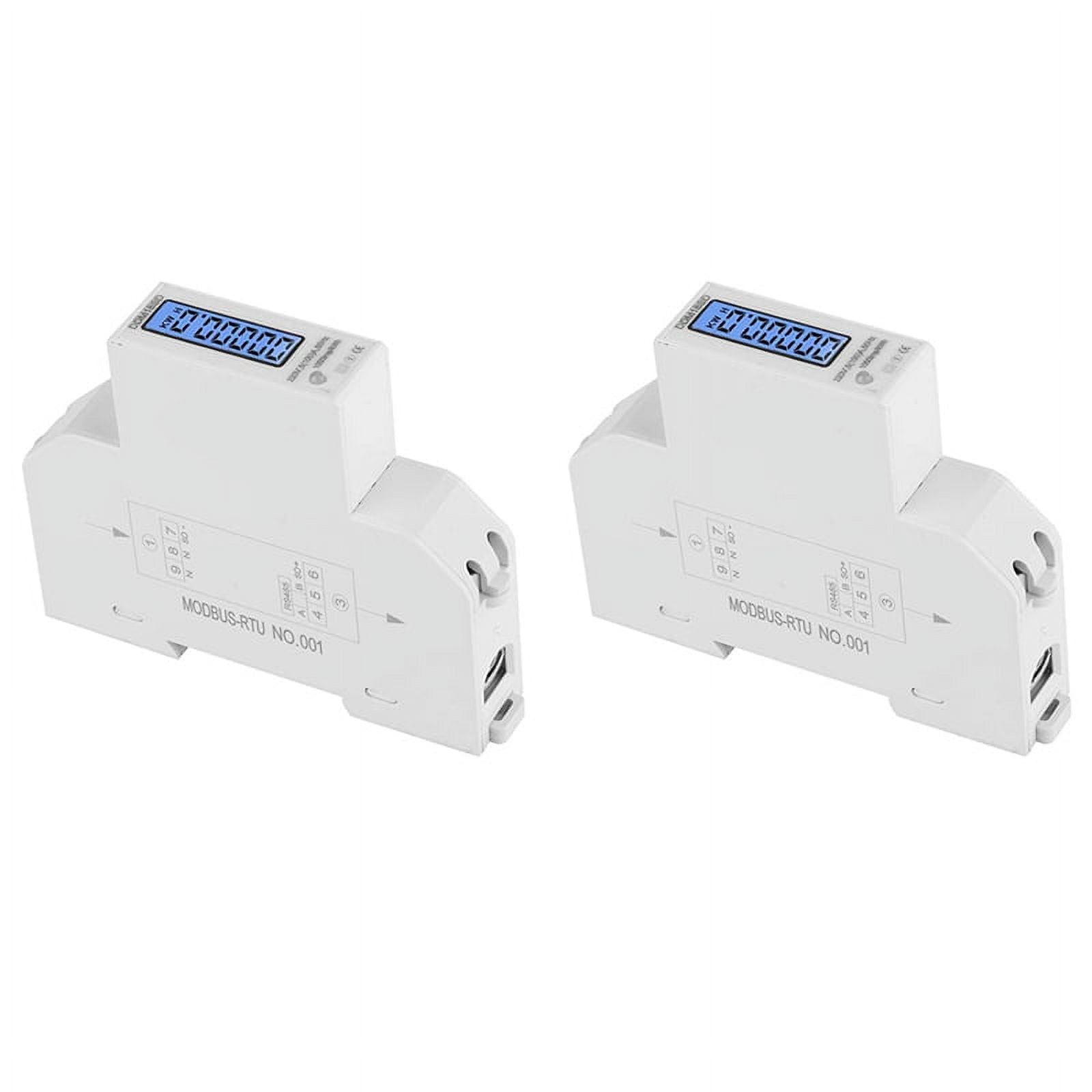 2X 5-100A 220V Energy Meter Single Phase RS485 MODBUS Protocol LCD Backlit Display Din Rail Watt Meter Energy Meter,2 * DDM18SD Energy Meter 4 * Shell Accessories 2 * User manual,white