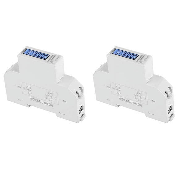 2X 5-100A 220V Energy Meter Single Phase RS485 MODBUS Protocol LCD Backlit Display Din Rail Watt Meter Energy Meter,2 * DDM18SD Energy Meter 4 * Shell Accessories 2 * User manual,white