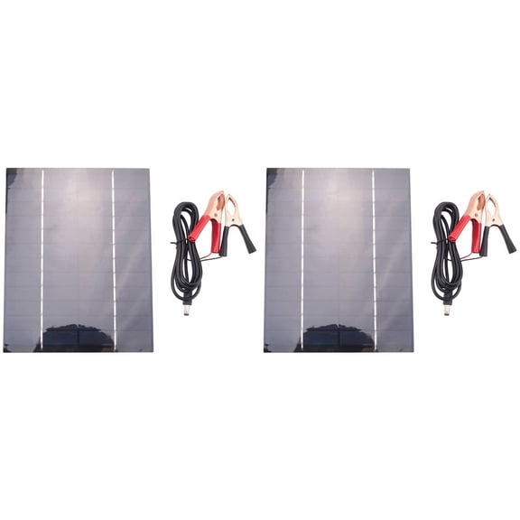 2X 5.5W 12V Solar Panel Battery Charger Board Polycrystalline Plate Outdoor Emergency Charging Board for Boat Car,2 * solar panel 2 * positive and negative film (tape),black