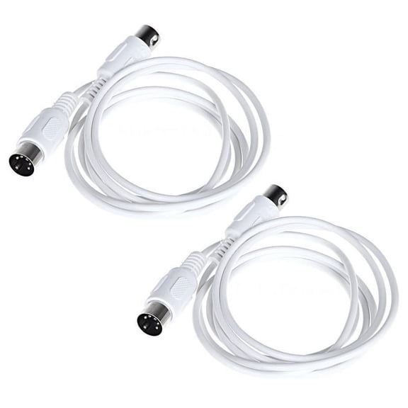 2X 5 Pin MIDI DIN PLUG Extension Cable Male to Male /9.8FT White