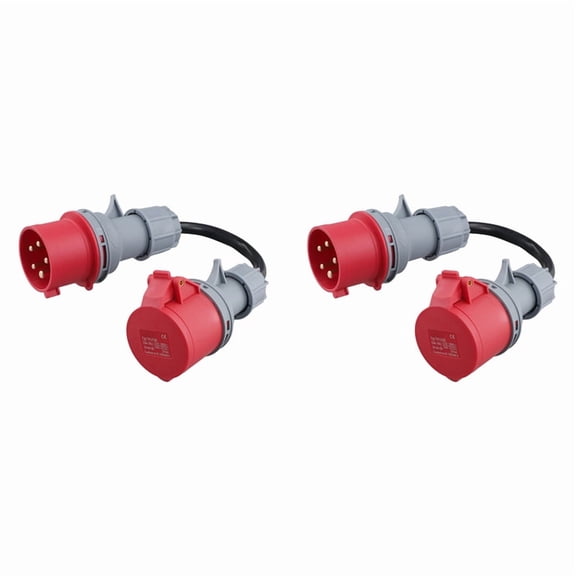 2X 5 Pin Red 32A Male to 16A Female CEE-Adapter Gen Ev Charger Extension Cord Connector 400V Outlet