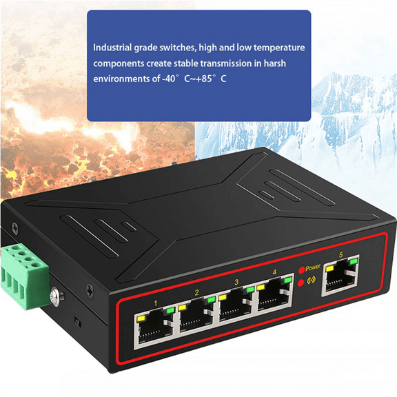 2X 5 Ports 100M Industrial Network Switch RJ45 Hub Internet Splitter RJ45 Switch Plug &Play DIN Rail Type Enhance Switch