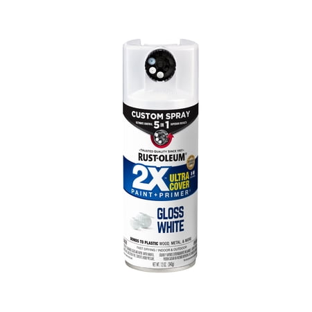 White, Rust-Oleum American Accents 2X Ultra Cover 5-in-1 Gloss Spray Paint-398806, 12 oz