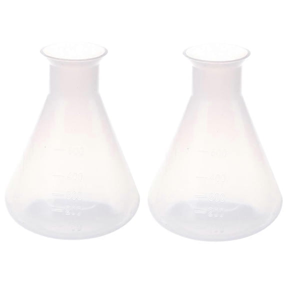 2X 500Ml Clear Plastic Laboratory Chemical Conical Flask Storage Bottle