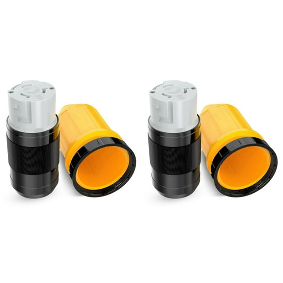 2X 50AMP RV Power Cord Twist Lock Plug with Boot Locking Cover 125/250V Female Locking Shore Replacement Inlet