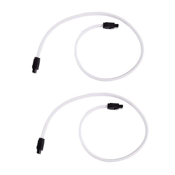 2X 50CM  3.0 III SATA3 7pin Data Cable 6Gb/s SSD Cables HDD Hard Disk Data Cord (White)