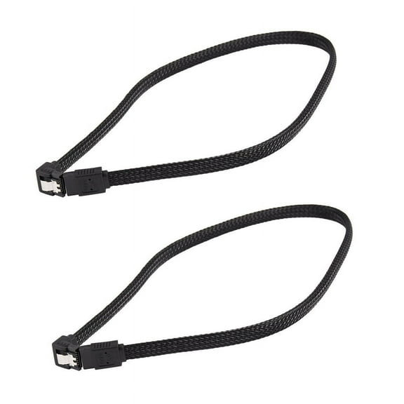 2X 50CM 3.0 III SATA3 7pin Data Cable Right Angle 6Gb/s SSD Cables HDD Hard Disk Data Cord with Nylon Sleeved,2 x SATA3 7pin Data Cable,Black