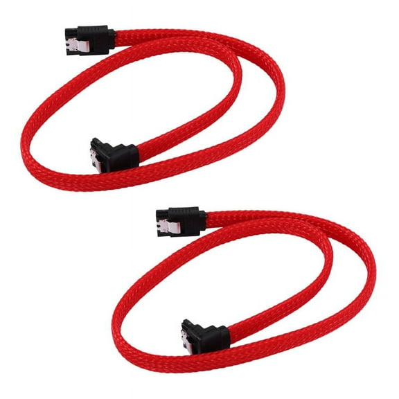 2X 50CM 3.0 III SATA3 7pin Data Cable Right Angle 6Gb/s SSD Cables HDD Hard Disk Data Cord with Nylon Sleeved