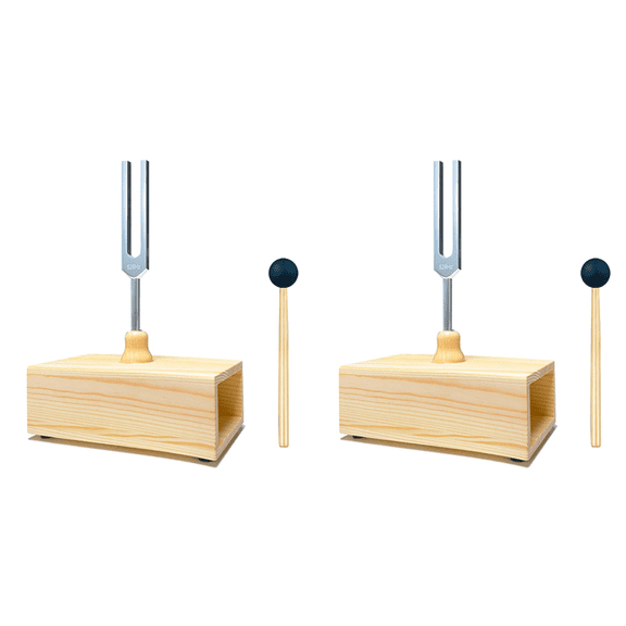 2X 528Hz Tuning Fork with Resonance Box, Aluminum Alloy, Wooden Speaker, Perfect for SPA Aromatherapy