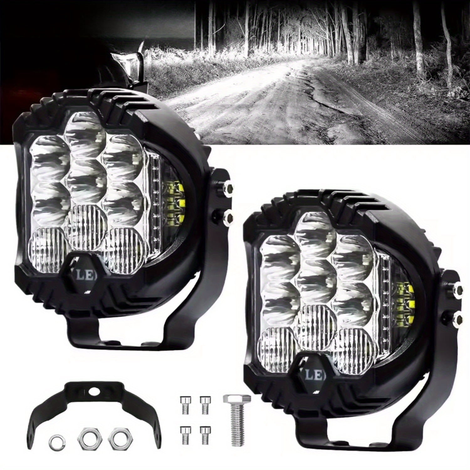 2X 5Inch LED Work Light Bar Pods Combo Lamp Offroad Amber Light for ...