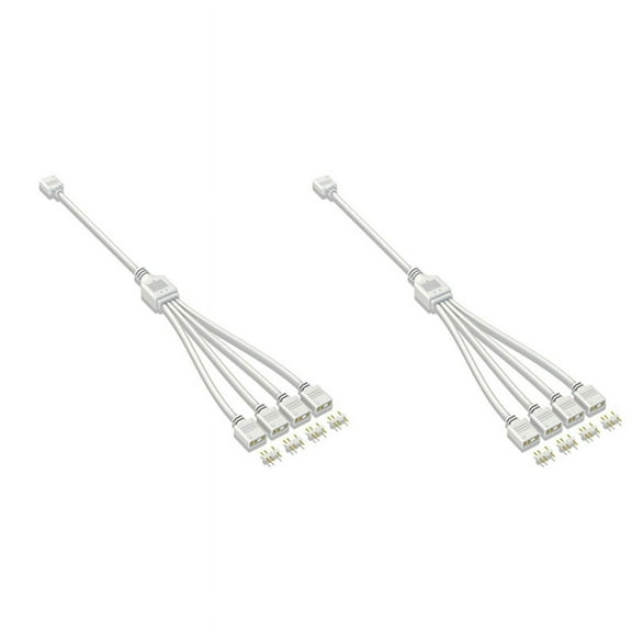 2X 5V 3-Pin Extension Cable for Computer Motherboard 1 Point 4 Hub Cable Connection Extension ARGB Splitter, White