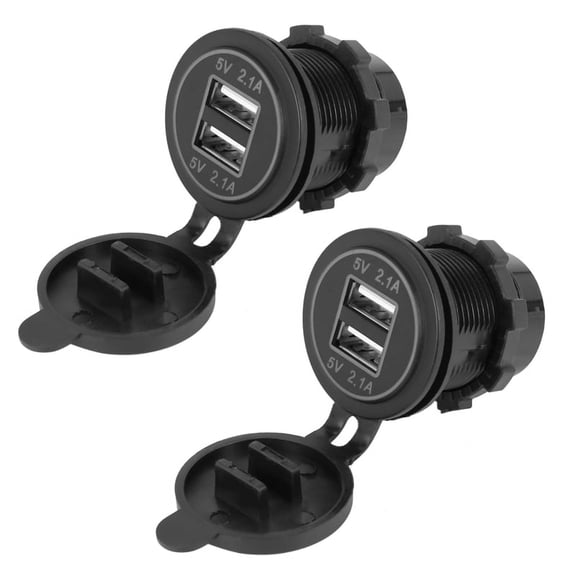 2X 5V 4.2A Dual 2USB Charger Socket Adapter Power Outlet for 12V 24V Car (Blue)