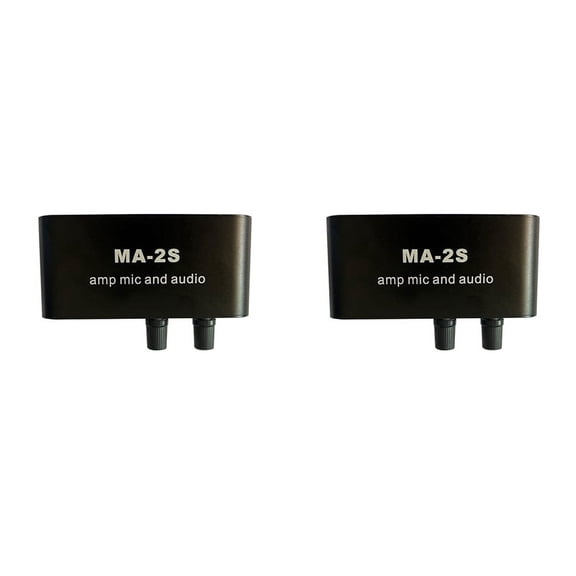 2X 6.5mm Dynamic Microphone 3.5mm Condenser Microphone Headphone Amplifier Audio Preamplifier Mixing Board MA-2S,2 x MA-2S Audio Preamplifier,Black