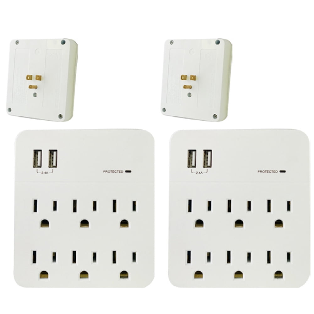 2X 6 Outlet Surge Protector Multi Plug Wall Adapter Tap 900J ETL Listed Usb Port