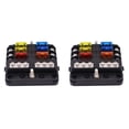 thumbnail image 1 of 2X 6-Way Waterproof Fuse Block,with LED Indicator 12 Circuits with Negative Marine Fuse Box for Dc 12/24V Car Boat, 1 of 10