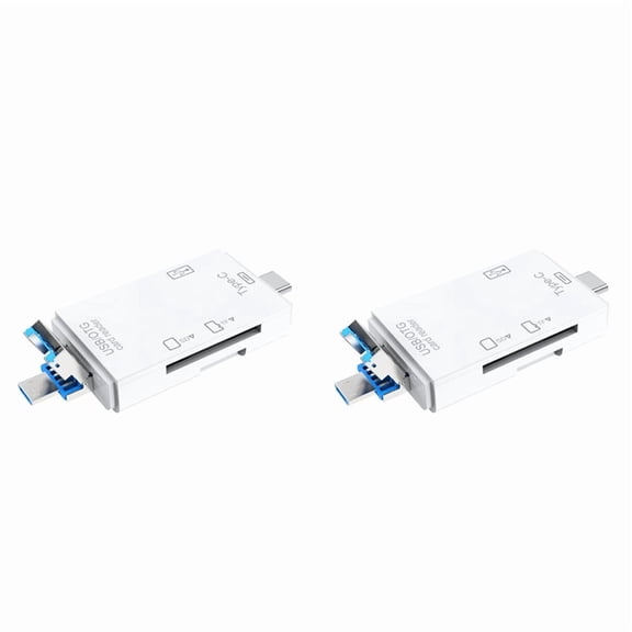 2X 6 in 1 USB 3.0 OTG Card Reader for Secure Digital/TF Cardreaders Splitter Adapter for Mobile Phone Computer-White