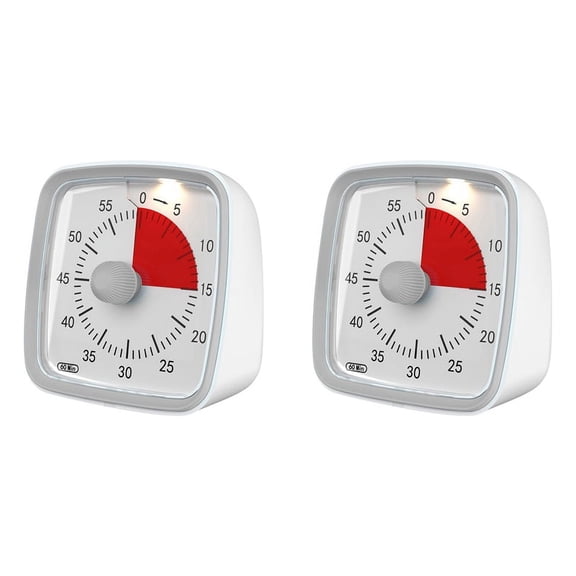 2X 60-Minute Timer, Classroom Classroom Timer, Countdown Timer for Kids and Adults, Time Management Tool Gray