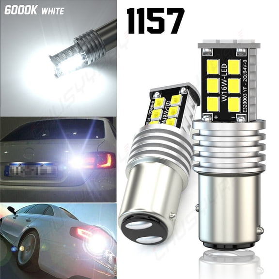 2X 6000K White 15-SMD 1157 LED Bulbs For Front Turn Signal Backup DRL Lights