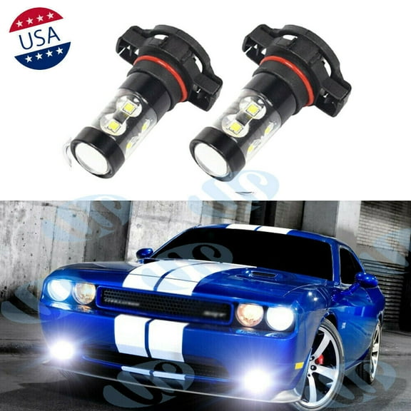 2X 6000K White 5202 H16 100W LED Fog Light Bulb For 2011-2014 Dodge Challenger