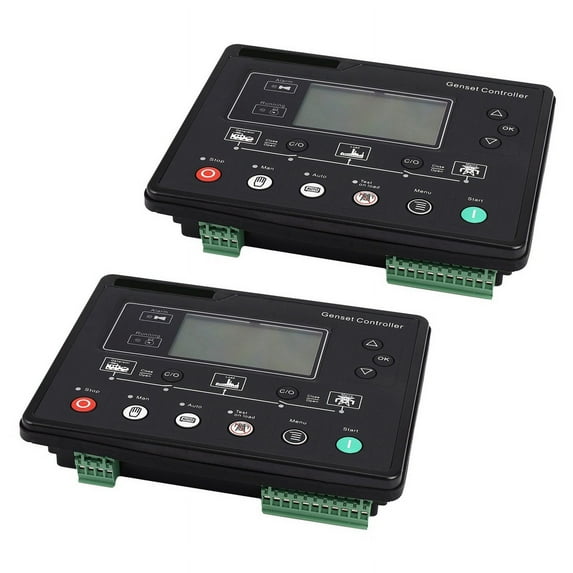 2X 6120U AMF Generator Set Controller LCD Genset Ats Control Box Terminal Charge Panel Alternator Part 6120,2pcs Generator Set Controller,Black
