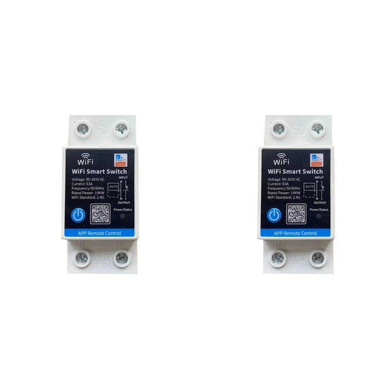 2X 63A Smart Switch Relay  APP Remote Control Timer Din Rail 2P Smart Switch Works with for //Salute