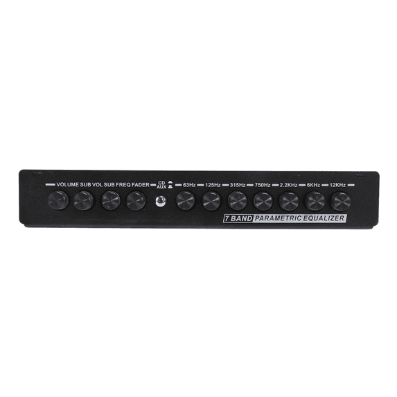2X 7-Band Car Audio Equalizer, Adjustable 7 Bands EQ Amplifier Graphic Equalizer with CD/AUX Input Select Switch,Black