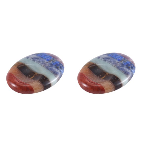 2X 7 Chakra Thumb Worry Stone for Anxiety Stress Relief Meditation Pocket Palm Therapy Crystals Natural Massage Stones