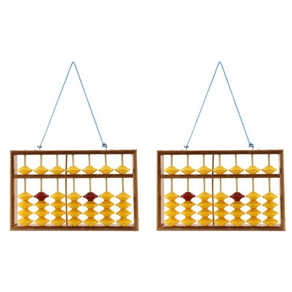 2X 7 Column Non- Hanging Wooden Abacus Chinese Soroban Educational Tool Mathmetic Calculator for Student Teacher