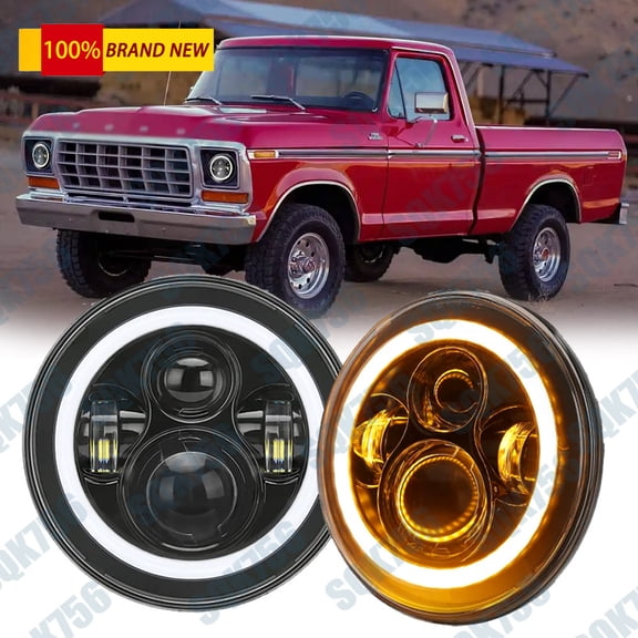 2X 7" LED Headlights DRL Turn Signal For 1953-1977 Ford F-100 F-250 F-350 Pickup