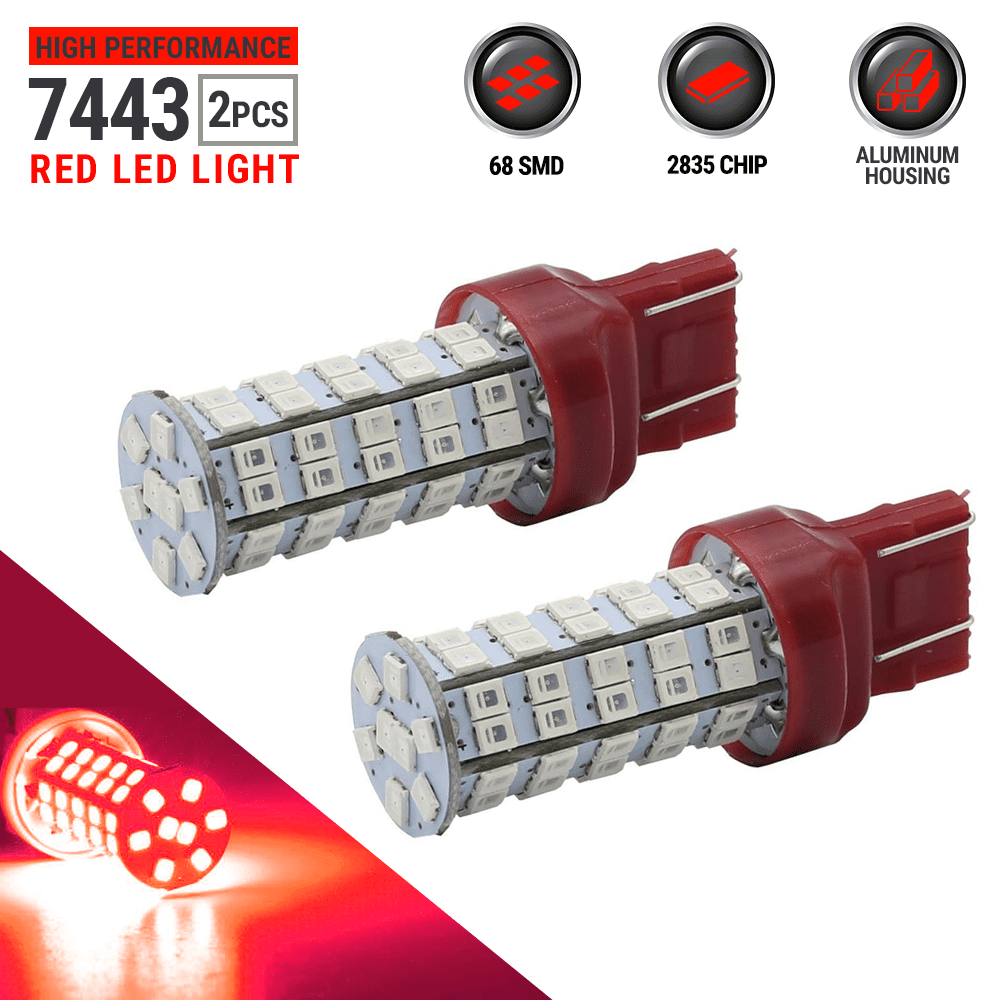 68 Bulb 2X 7443 7440 Red 40W High Power 68-LED SMD Brake Tail Stop Light Bulbs ...