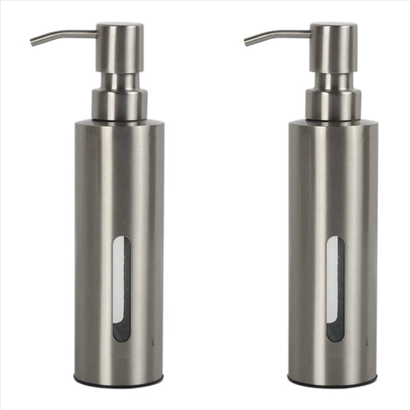 2X 7Oz Hand Soap Pump Dispenser for Bathroom, Stainless Steel Dish Kitchen