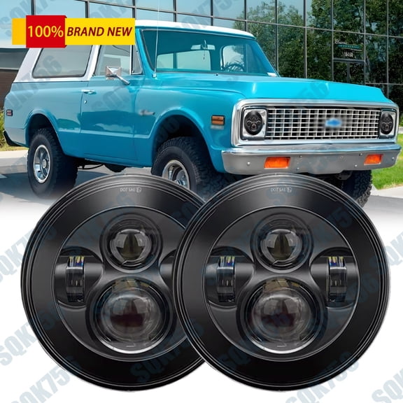 2X 7inch Round Led Headlight Hi-Li Sealed Beam for Chevy K10 K20 K5 Blazer Truck