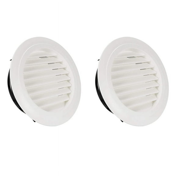 2X 8 Inch Round Air Vent ABS Louver Grille Cover White Soffit with Built-in Fly Screen Mesh for Bathroom