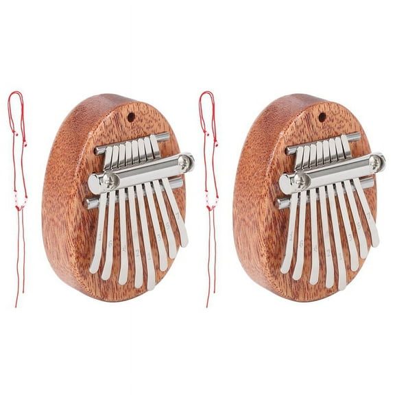 2X 8 Key Mini Kalimba Exquisite Finger Thumb Piano Marimba Musical Good Accessory Pendant Gift,2 x 8 Keys Kalimba,dark brown
