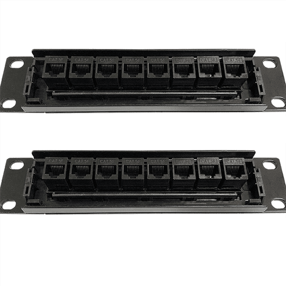2X 8 Port Straight-Through CAT6 Patch Panel RJ45 Network Cable Adapter Jack Ethernet Distribution Frame