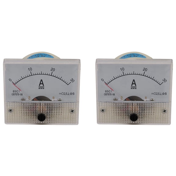 2X 85C1-A Dc Analog Ampere Meter Panel Meter Gauge 30A Amp Gauge Current Mechanical Ammeters,2xDC analog ammeter,White