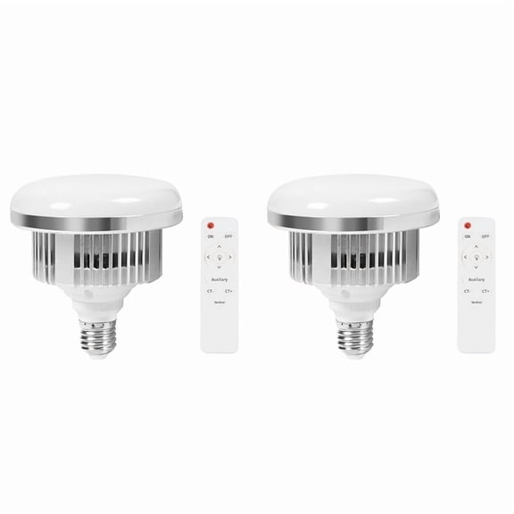2X 85W LED Photographic Lighting Bulbs E27 Base Lamp with Remote Control Dimmable Daylight Bulb for Photo Studio Softbox